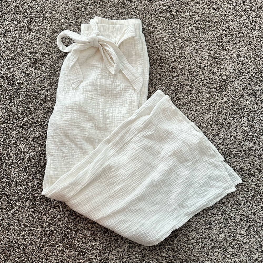 Pink Lily Got Enough Time Ivory Open Leg Belted Beach Pants - Picture 2 of 4